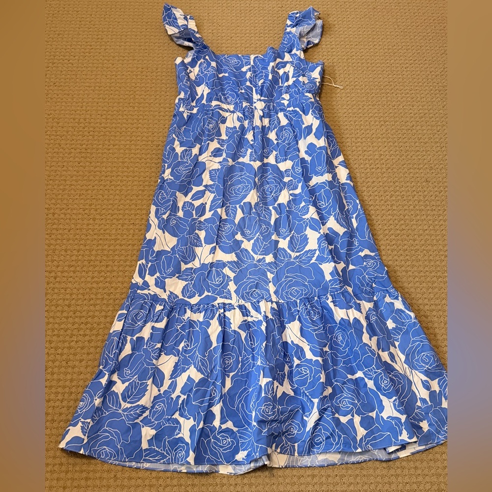 London Times Blue and White Floral Maxi Dress